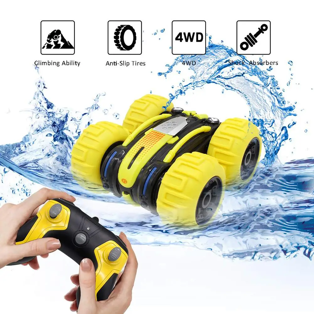 

Two-sided 360 Degree Rotation Amphibious 4 Wheels Remote Control Car Kids Boys Toy for collection