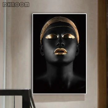 

Contemplator Black African Nude Woman Oil Painting on Canvas Posters and Prints Scandinavian Wall Art Picture for Living Room