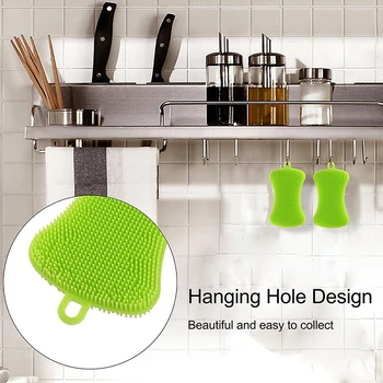 

1Pc Silicone Dish Washing Sponge Scrubber Kitchen Cleaning Antibacterial Tool Strong Decontamination Ability Scrubber