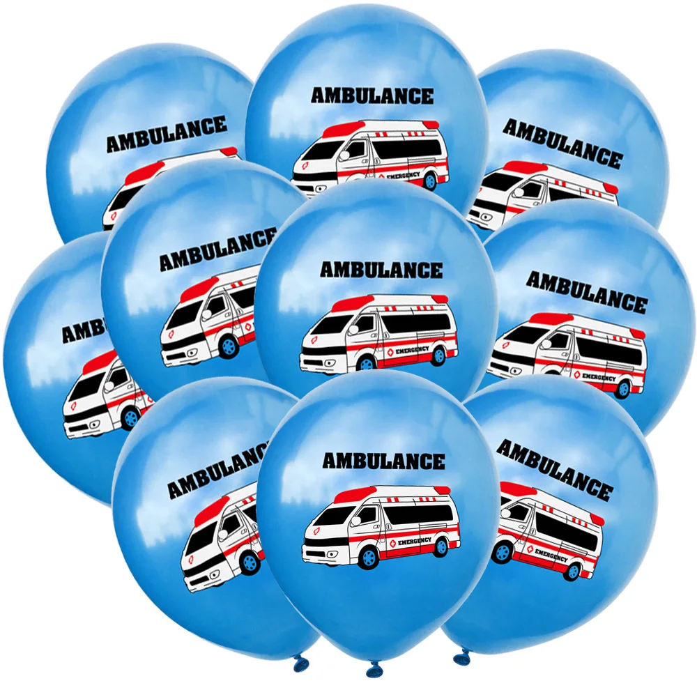 Blue Ambulance 10 шт. 12 дюймов полицейская скорая помощь школьный автобус конфетти латексные шары Автомобильная тема, детский душ день рождения декоративный воздушный шар Globs - Цвет: Blue Ambulance