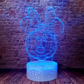 

Minnie Cartoon Figras Model 3D Illusion LED Kids Nightlight Colorful Changing Sleeping Light Flash Anime Figure Toys girls