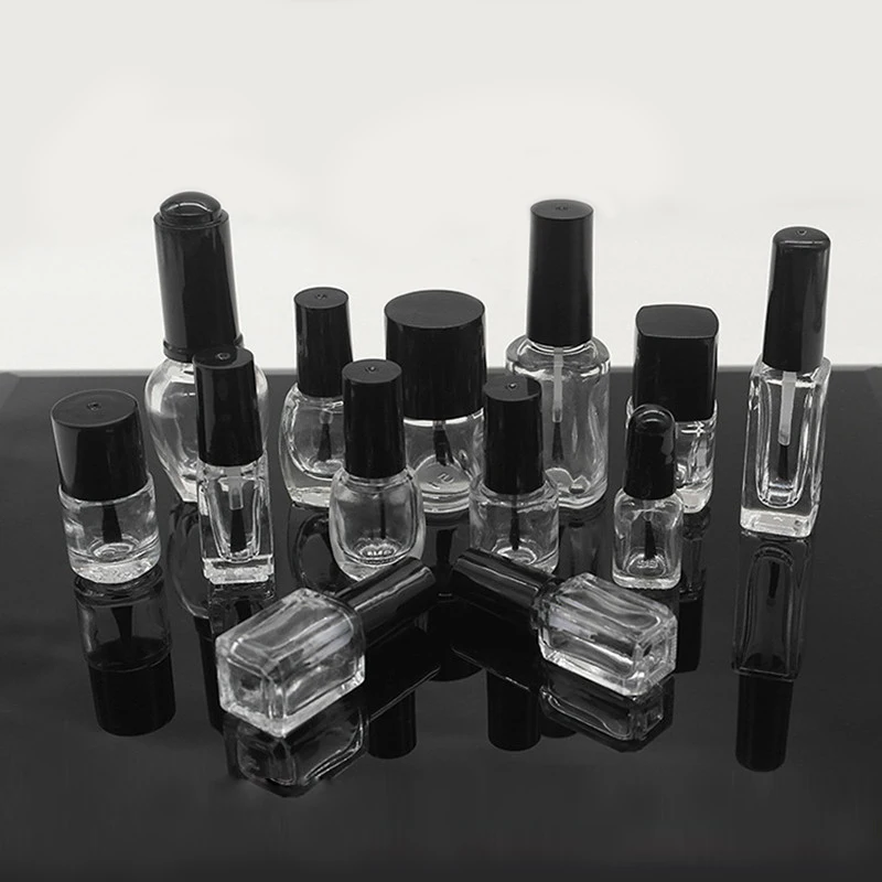 Пустые круглые Квадратные прозрачные стеклянные флаконы для лака ногтей с