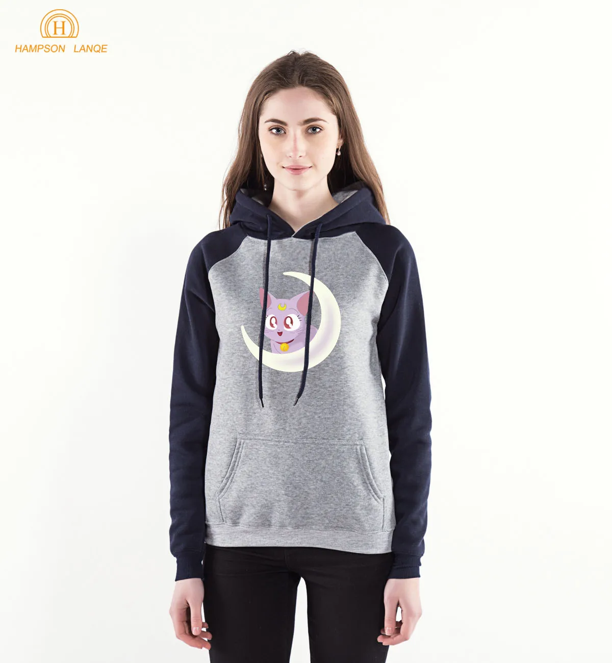 dark blue Аниме Сейлор Мун Printn реглан толстовки для женщин стиль весна осень Kawaii толстовки женский спортивный костюм - Цвет: dark blue