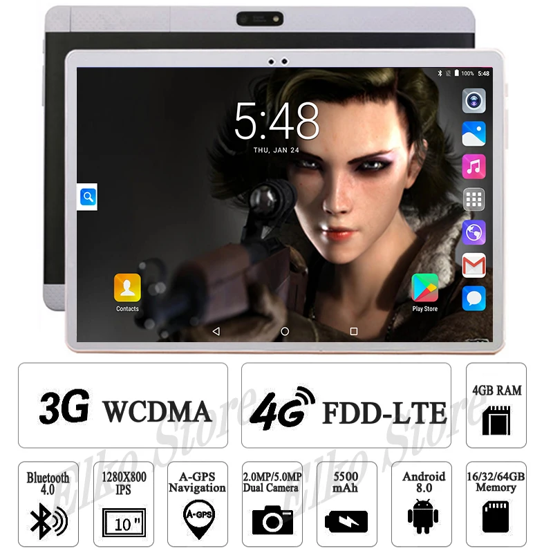 

New 10 inch Tablet PC Android 8.0 OS 4G LTE FDD 1280x800 IPS Octa Core 4GB RAM 64GB ROM Dual SIM Card Phone Call Tablet 10 10.1