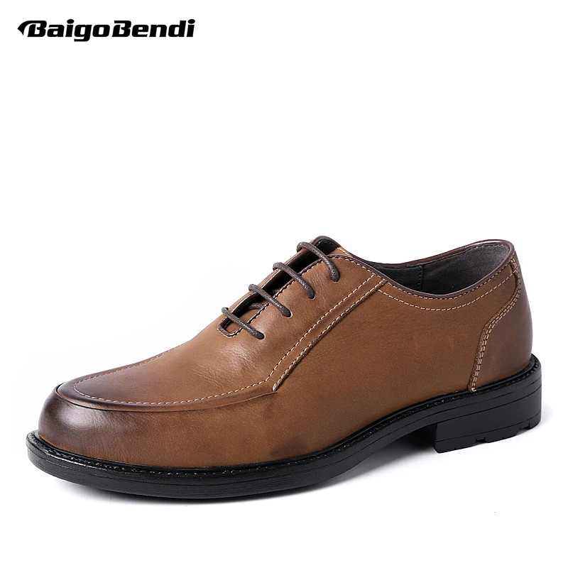 

New Arrival Men Basic Leather Shoes Round Toe Lace Up Derby Shoes Business Man Formal Dress Shoes Soft Outsole