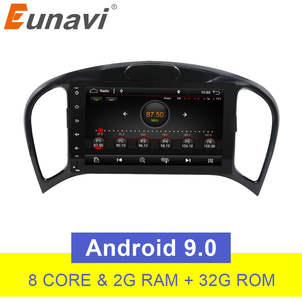 

Eunavi Android 9.0 Car DVD Player 2 Din Octa Core for Nissan Juke For Infiniti ESQ 2011-2017 Car GPS Navigation Stereo