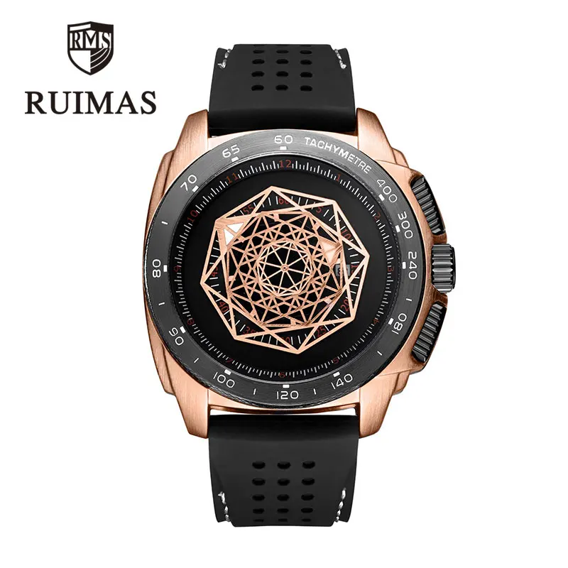 Gold RUIMAS Лидирующий бренд Роскошные мужские спортивные часы Lumious водонепроницаемые кварцевые часы армейские военные мужские часы подарки для мальчиков Relogio Masculino - Цвет: Gold