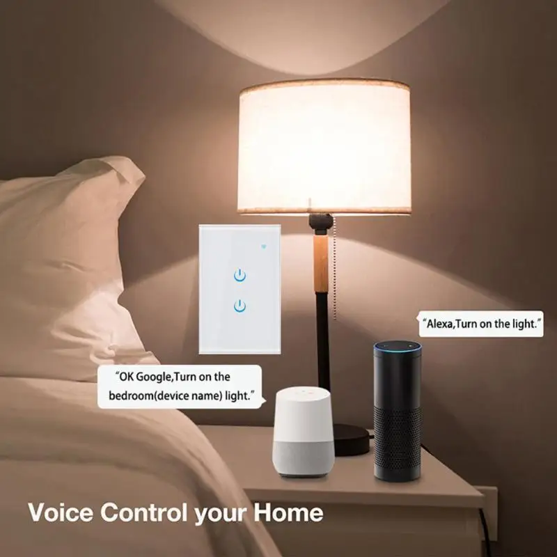 Tuya US Smart WiFi сенсорный переключатель панель ПК и ABS уровень пожарной защиты V0 оболочка для Google Home Amazon Alexa Голосовое управление