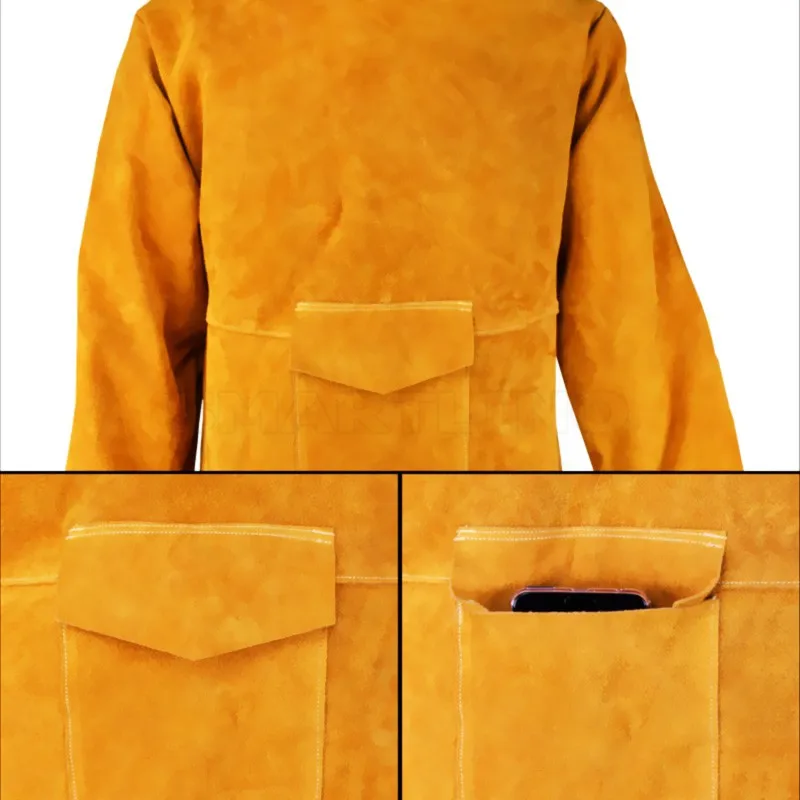 Cow Split Leather Welding Protective Clothing Apparel Welder Safety Jacket Durability Heat and Fire Resistant Safety Clothing welding protective gear