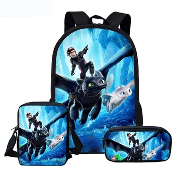 

Cartoon Dragon 3D Pattern Children Back Pack School Bags Set Kids Backpack Boys Girls Book Bag Student Bagpack Mochila Infantil