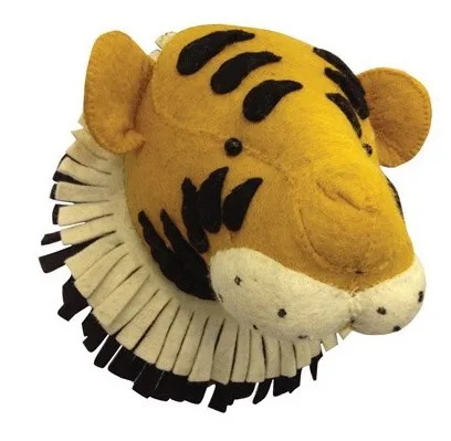 tiger Плюшевая голова животного настенное украшение мягкие игрушки голова настенное крепление для детей Слон/Жираф/зебра спальня настенный подарок - Цвет: tiger