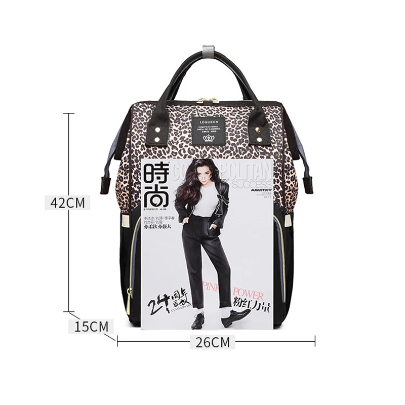 Baby Changing Diaper Bag Nappy Organizer Large Capacity Travel Outdoor Leopard Mommy Bag Baby Backpack Lequeen Mom Maternity Bag