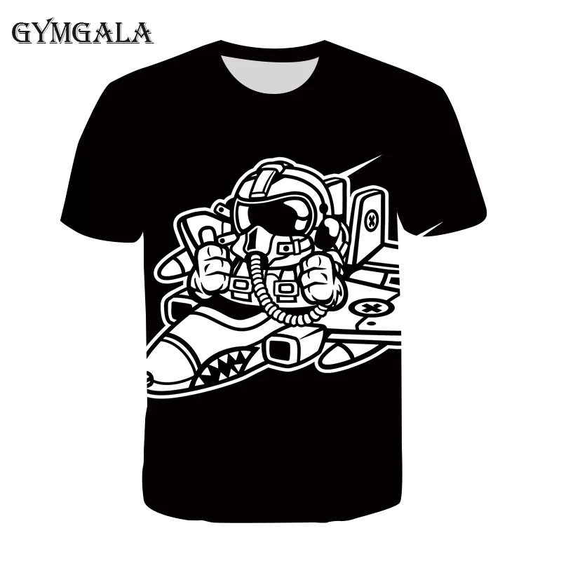 

Summer Fashion New 3D Pattern Pilot Printed Cotton High Quality Round Neck Short Sleeve Men TSHIRT