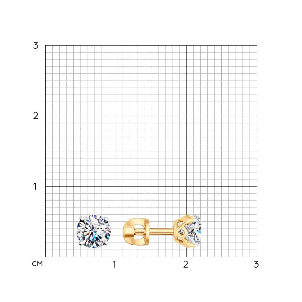 Серьги-пусеты SOKOLOV из золочёного серебра со Swarovski Zirconia