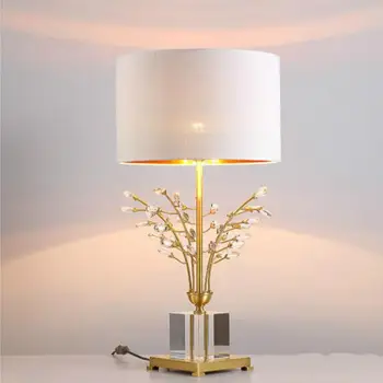 

Reataurant Crystal Table light Abajour Study Led desk Light Reading table lamp Copper Wedding Lighting E27 LED Lampara De Mesa