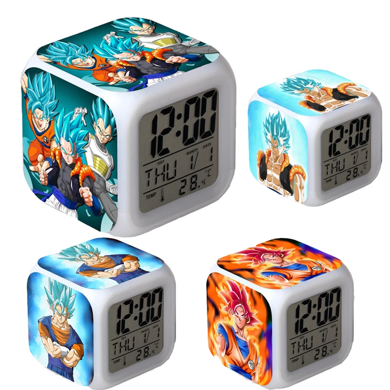 Dragon ball Сон Гоку Вегета Супер saiya фигурка настольная будильник игрушка флэш красочный светильник часы Рождественский подарок для детей