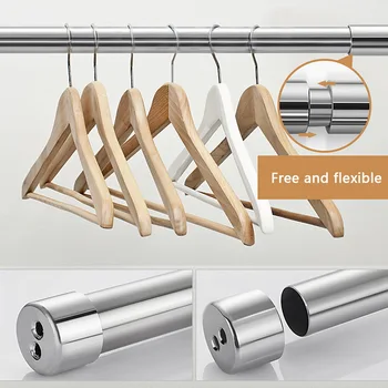 

1pc Stainless Steel Shower Curtain Ploes Retractable Fixed Hanging Rod Adjustable Spring Tension Rod Rail For Clothes Towels
