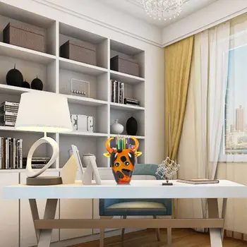 

New Cow Glass Container Pen Holder Animal Figurine Glass Ornament Desk Stationery Desk Home Decoration Birthday Gift Hand Craft