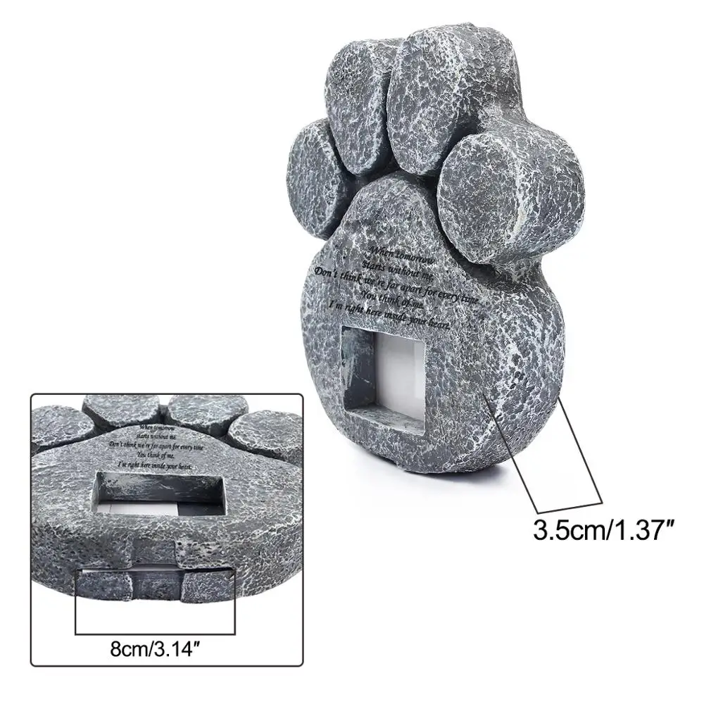 Pet Memorial Stones for Loss of Pet Gifts Paw Print Shaped Tombstone Dog Cat Grave Photo Frame Memorial Gifts