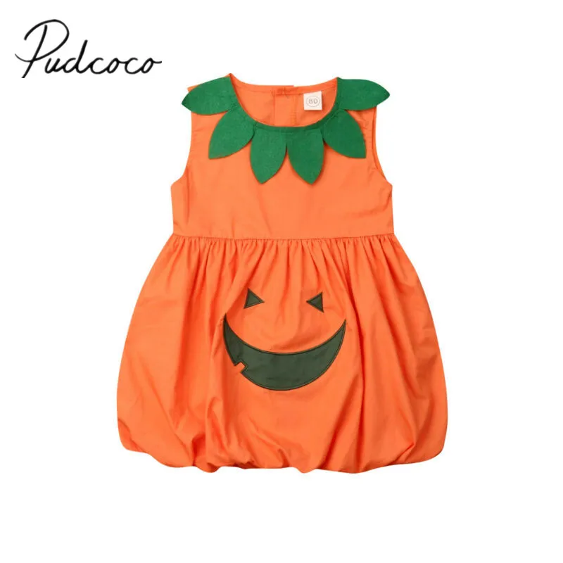2019 детская одежда на Хэллоуин детское платье с тыквой для маленьких девочек