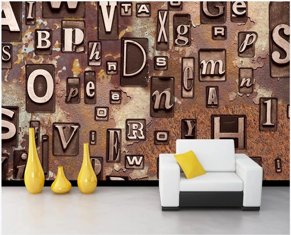 カスタム壁画壁に 3d壁紙錆 3d英語アルファベットレストランバー家の装飾の写真の壁紙リビングルーム 壁紙 Aliexpress カスタム壁画壁に 3d壁紙錆 3d英語アルファベットレストランバー家の装飾の写真の壁紙リビングルーム 壁紙 Aliexpress
