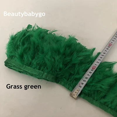 grass green 10 ярдов/партия индейка бахрома с перьями 4-6 дюймов перья марабу отделка юбки платье отделка ленты перья для ремесел - Цвет: grass green
