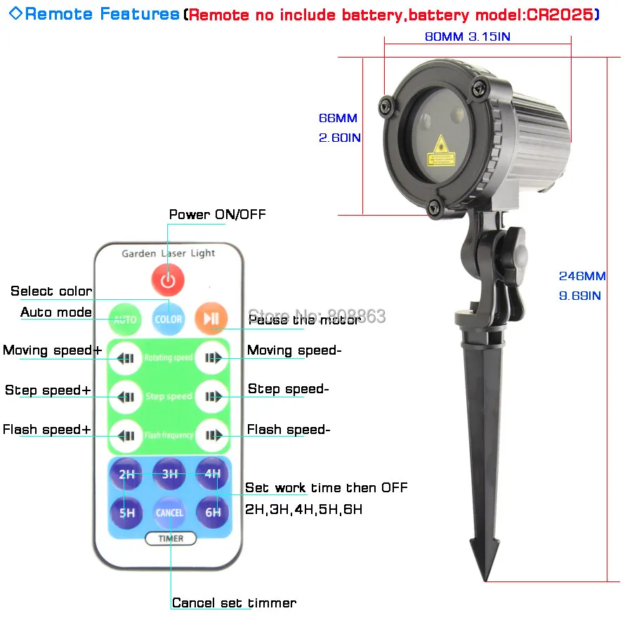 Eshiny outdoor ip65 r e g projetor