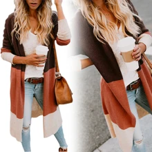 Верхняя одежда, свитер, мягкий вязаный длинный рукав, плюс размер, тонкая Осенняя повседневная куртка, модный легкий открытый передний длинный женский кардиган