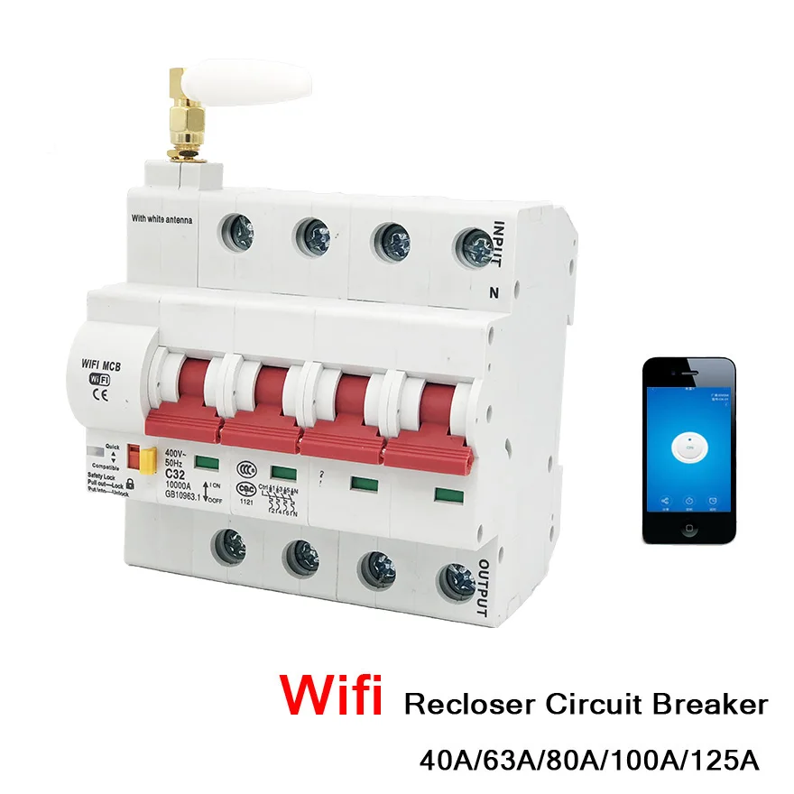 Interruptor de Controle Remoto de Wifi Alexa e Casa do Google Ewelink Interruptor Inteligente Suporte Automático Recloser 4 p 16a-125a - - Image 2