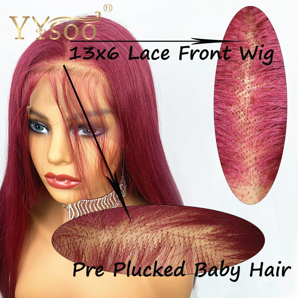 YYsoo 13x6 длинное шелковое платье прямого силуэта; цвета красный, парики для чернокожих Для женщин синтетический Синтетические волосы на кружеве парик Futura термостойкие волокна волос с детскими волосами