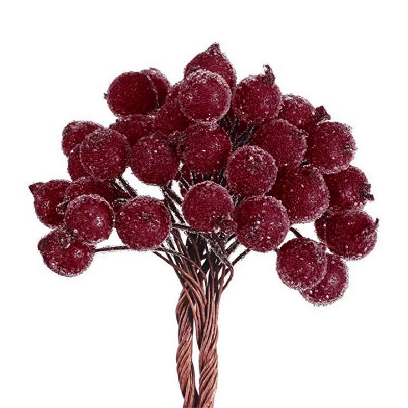 40Pcs/bunch Simulation Berry Christmas Tree hanging Pendant Decoration red/white/Artificial Cherry for gift box wedding party