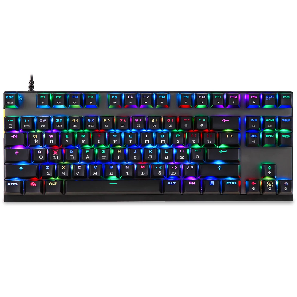 Motospeed 87 Keys Russian Mechanical Keyboard RGB Backlit Blue switch Gaming Keyboards Aluminium Alloy Panel for Desktop Gamer