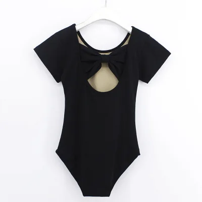 Black Short sleeve Балетное трико для взрослых девочек; женская одежда для балета; Одежда для танцев; боди из хлопка и спандекса; Одежда для танцев для балерины - Цвет: Black Short sleeve