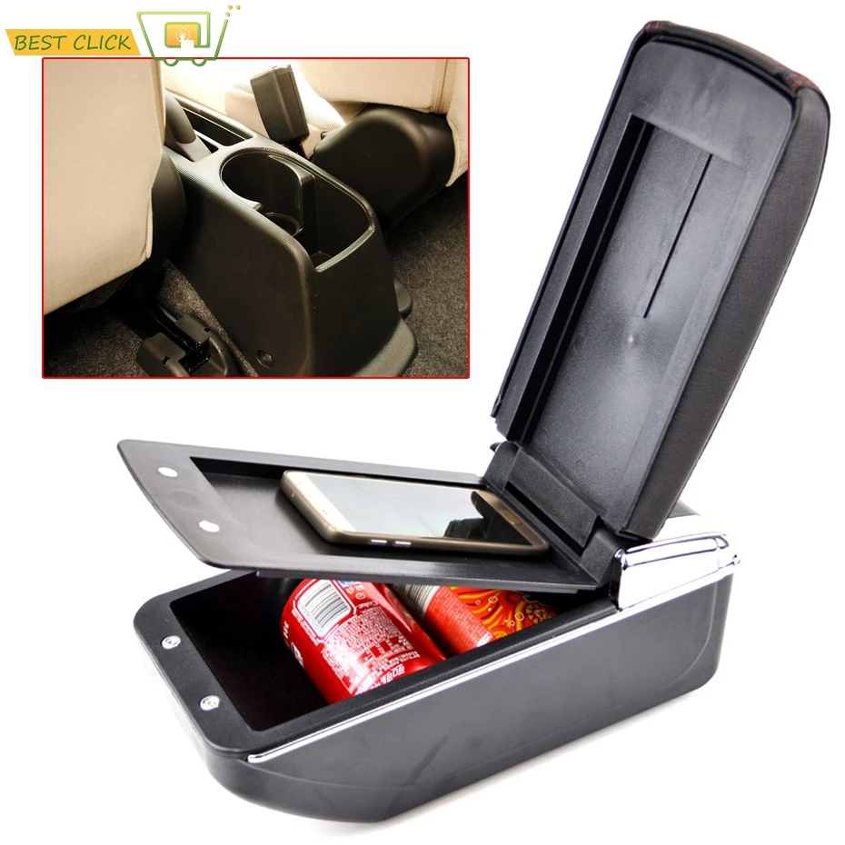 Car Dual Layer Storage Box Center Console Leather Armrest Cup Holder For Honda Fit Jazz 2002-2008 Hatchback 2003 2004 2005 2006