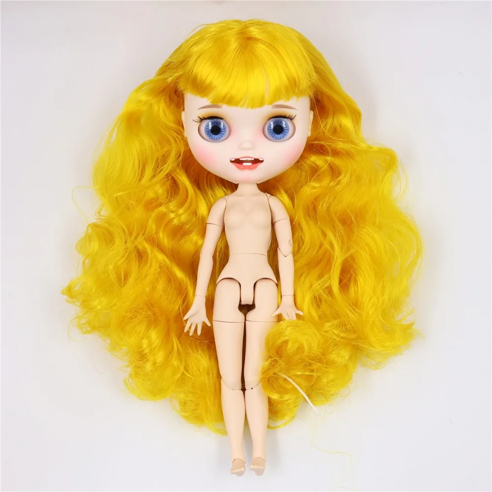 Neo Blythe Doll with Yellow Hair, White Skin, Matte Smiling Face & Factory Jointed Body 1
