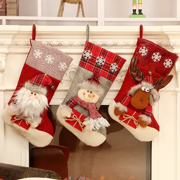 

Christmas Stockings Santa Elk Hanging Party Tree Xmas Decor Santa Stocking Sock Gift Candy Bags Bag for Children Fireplace