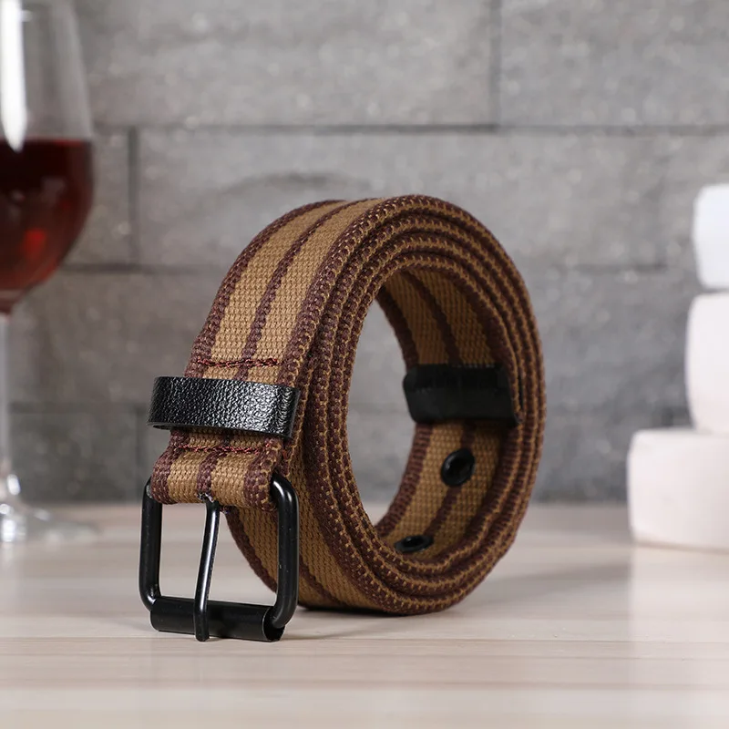 New Hot Selling Men's Woven Cotton Sports Canvas Thickened and Lengthened Belt leather belt