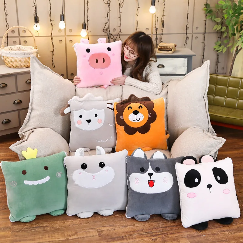 

Cartoon Animal Pillow Air Conditioning Quilt Dual-purpose Plush Toy Office Cushion Student Gift