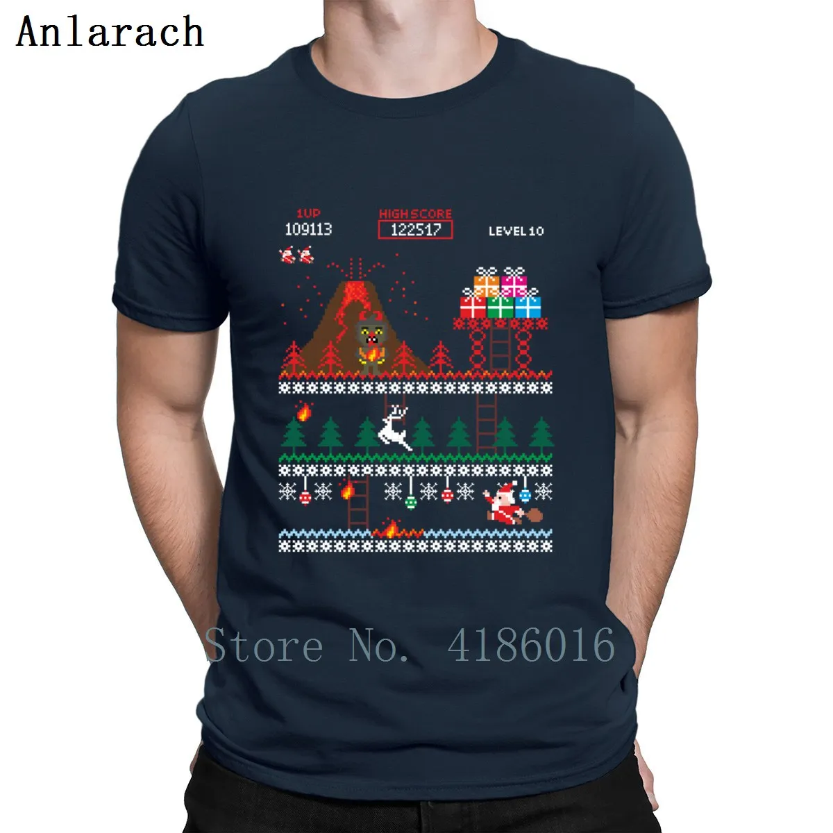 Санта Vs крампус Merry 8 Bit Рождество футболка дизайн дышащие весенние фотографии Графический S-4XL тонкая рубашка