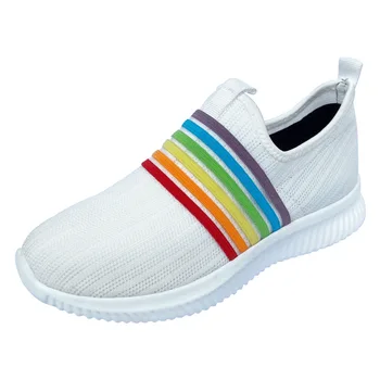 

Women's Round Toe Flat Shoes 2020 Stripe New Ladies Platform Casual Shoes Dress Party Cute Female Vulcanized Shoes