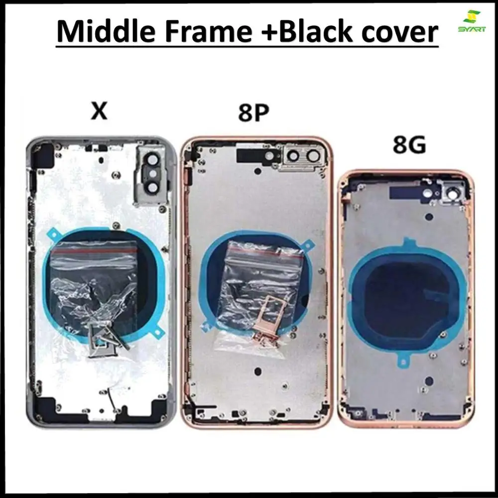 

Back Battery Cover Replace For iPhone 8 8 Plus iphone X Rear Housing Middle Frame and Back Glass Cover CE + Text For iphone X