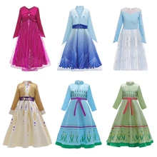 Платье принцессы Анны и Эльзы для костюмированной вечеринки «Снежный мир 2» повседневное Сетчатое платье для девочек с героями мультфильмов праздничные платья Снежной Королевы для маленьких девочек