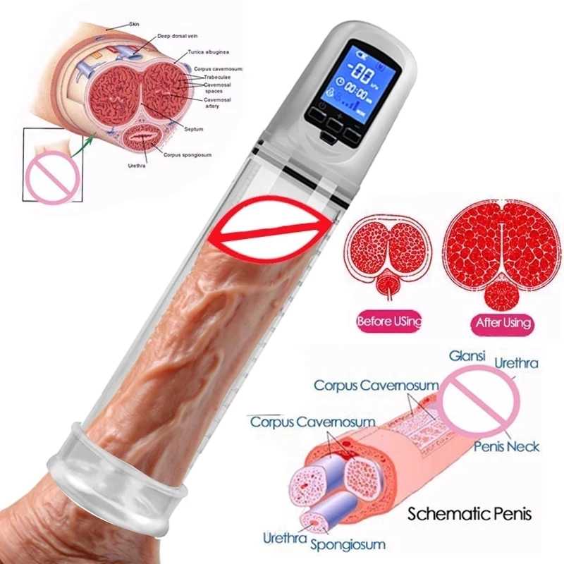 Насос для увеличения пениса с ЖК-дисплеем перезаряжаемый насос мощное