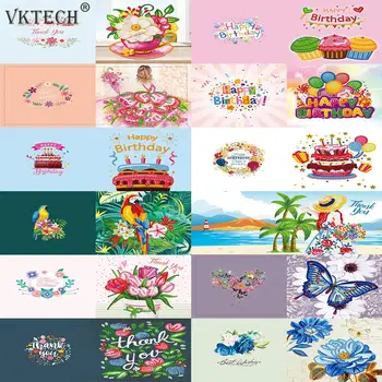 

12pcs 5D DIY Diamond Painting Greeting Cards Birthday Thanks Embroidery Postcards Craft Needlework Cross Stitch Gift Decoration