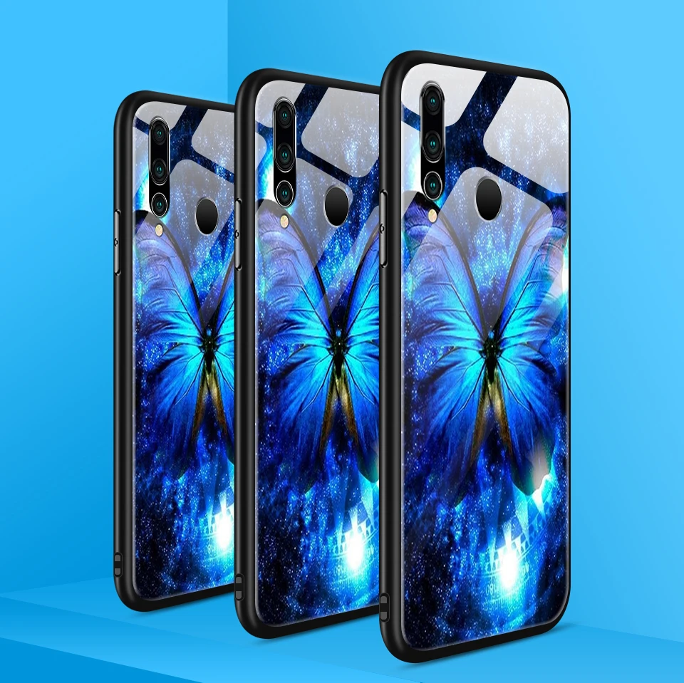 Для Huawei NOVA 2 3 4 звездный узор из закаленного стекла Жесткий Чехол для Nova2 полная Защита задняя крышка Nova3 4 ТПУ ударопрочный корпус