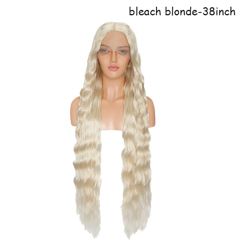 bleach blonde-38 S-noilite 2" 38" омбре волна воды U часть парики шнурка длинный парик синтетические термостойкие волосы парик для женщин косплей парик волос - Цвет: bleach blonde-38