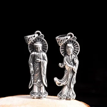 

product, Thai silver fashion, necklace, Buddhism style, Chinese clothing, foot silver 99 relief Avalokitesvara Pendant