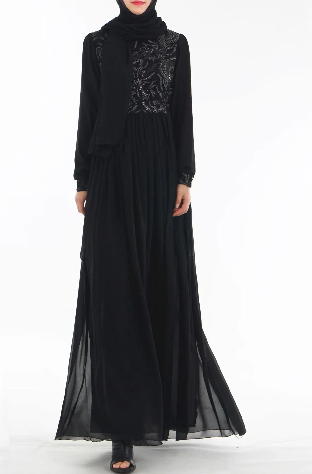 Турецкое мусульманское платье с вышивкой Abaya женское ТРАПЕЦИЕВИДНОЕ ПЛАТЬЕ С