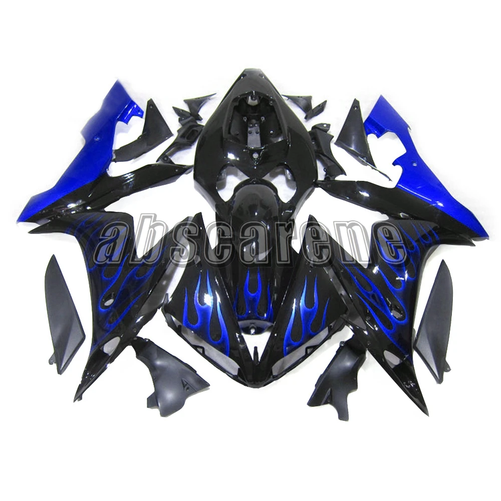 ABS пластик полный набор обтекателей для Yamaha YZF1000 R1 2004 2005 2006 YZF R1 04 05 06 инъекции кузова черный с синим пламенем
