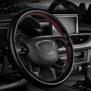 

New 4 Color DIY Texture Soft Auto Car Steering Wheel Cover with Needles and Thread Artificial Leather Car Covers Hot Car-styling